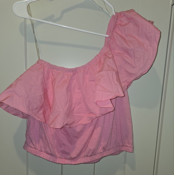 Pink Ruffled One-Shoulder Top - Picture 3 of 4